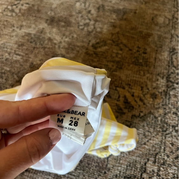 Womens Yellow and white striped swimsuit - Picture 3 of 4